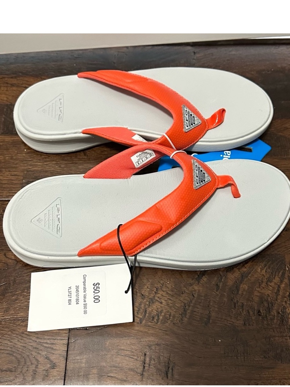 Columbia Orange and Light Gray Thong Sandals